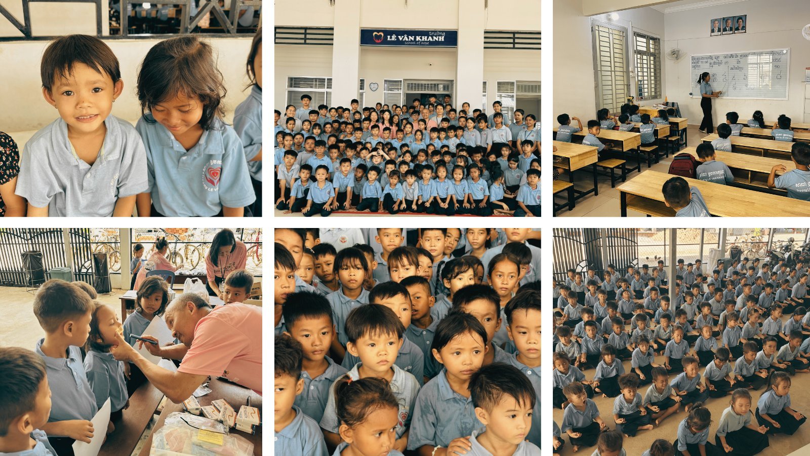 Students of the Le Van Khanh School in their classrooms