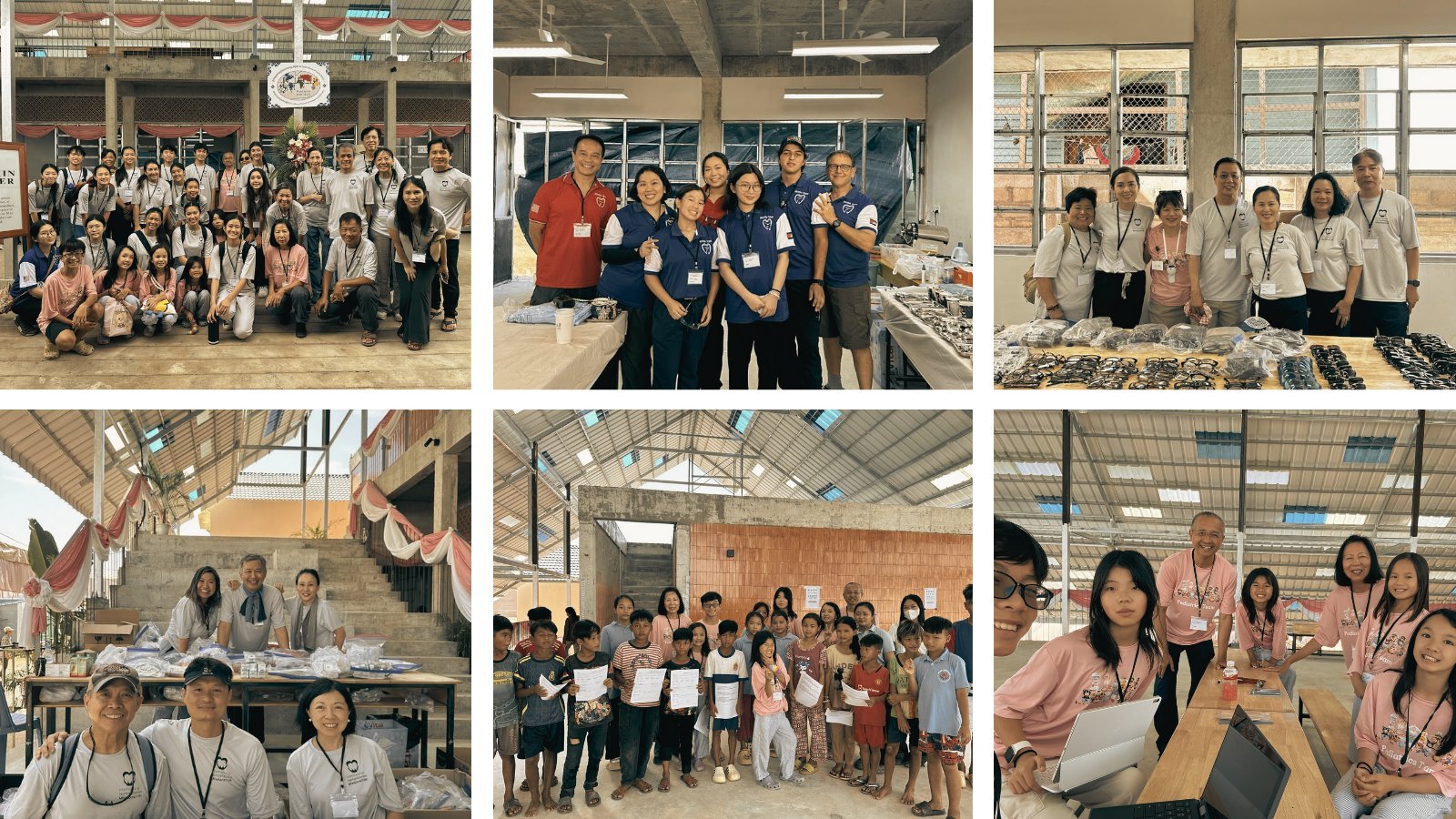 Highlights from the IHM 2025 mission team — group photos, optometry distribution, and graduating students with certificates