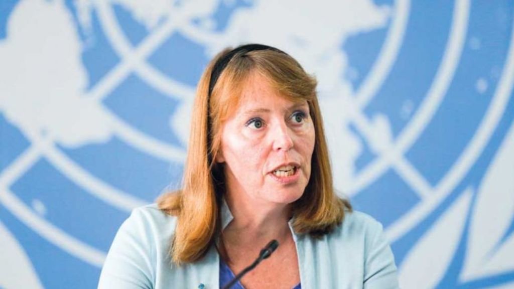 UN Special Rapporteur Rhona Smith speaking at a press briefing at the OHCHR